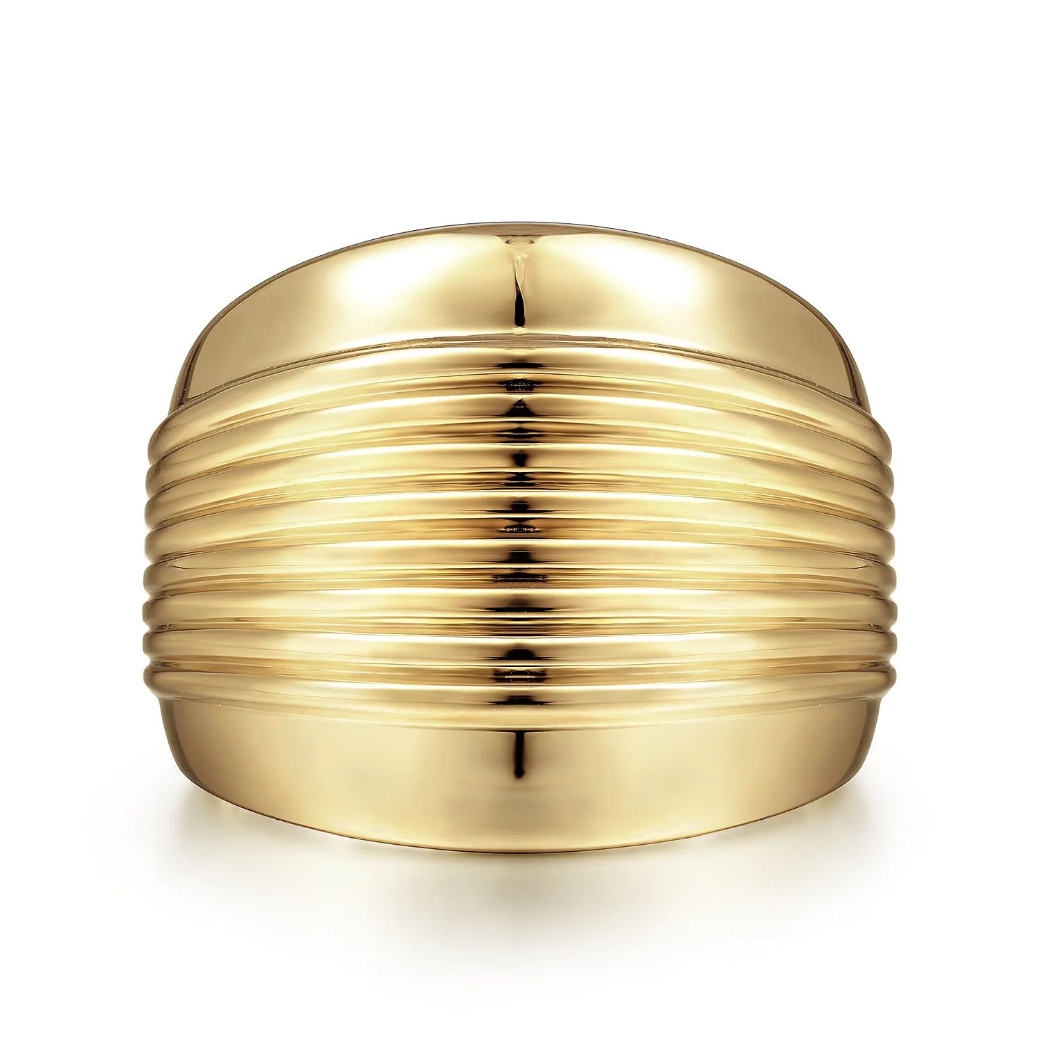 Wide Band Ring with Textured Center Rows