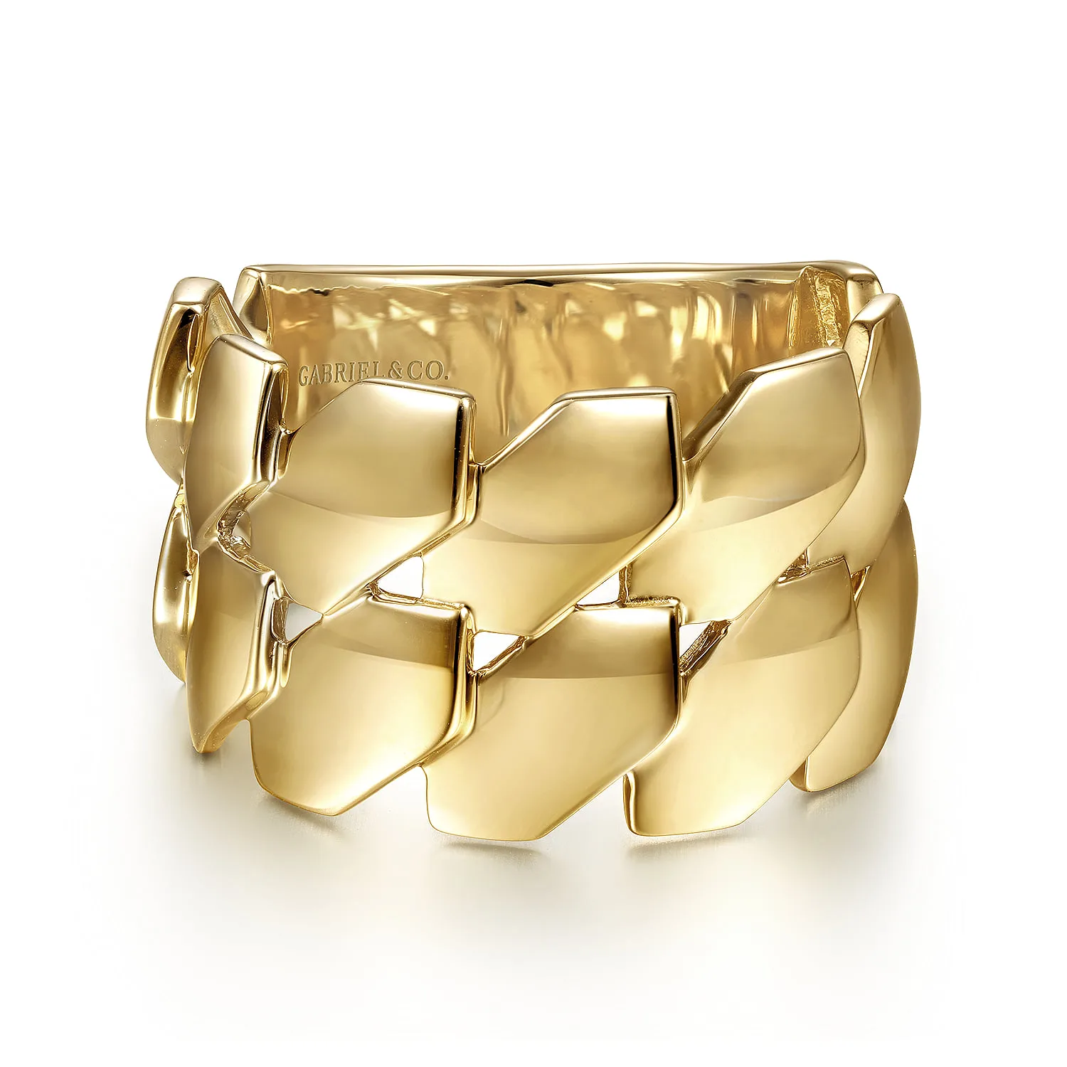 Geometric Pattern Wide Band Ring