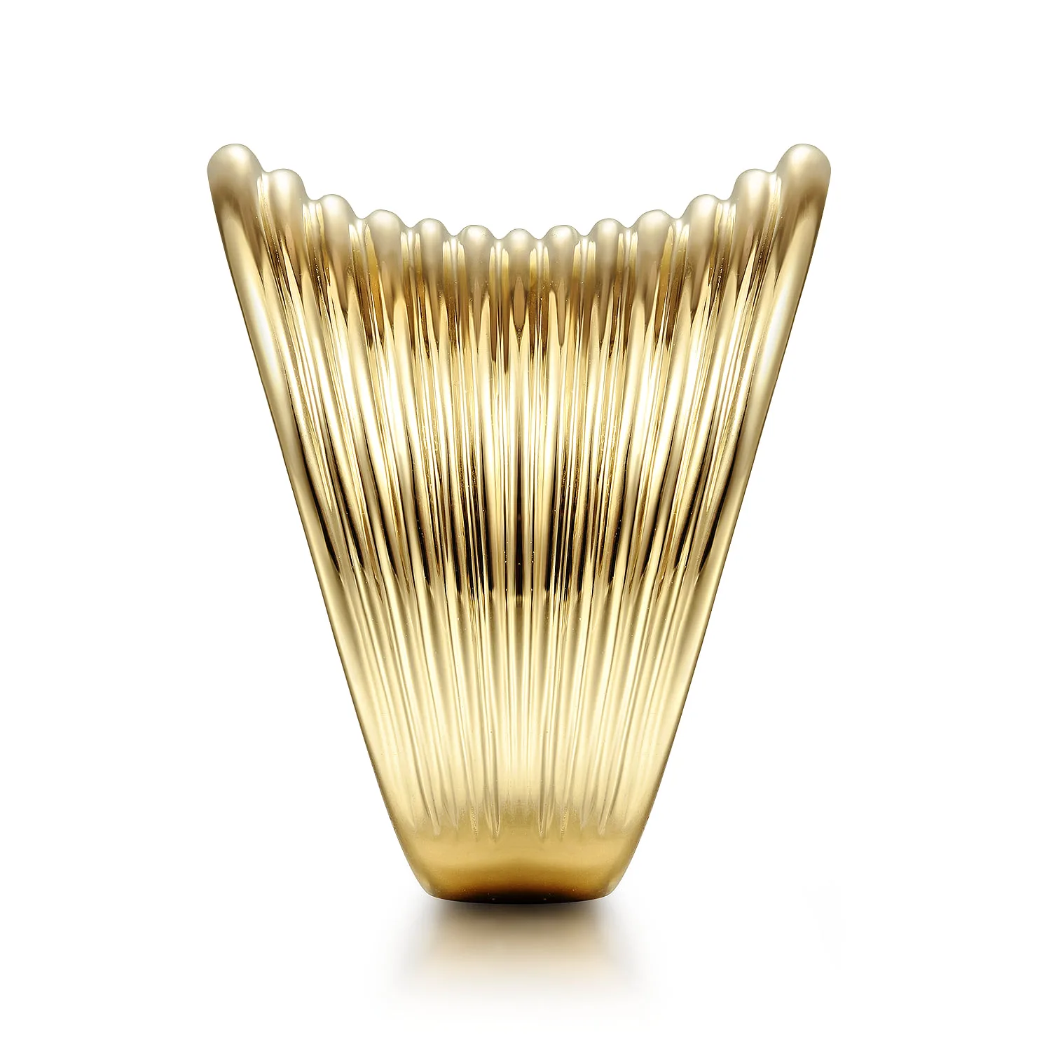Wide Horizontal Rows Convex Ring in 14K Yellow Gold, photograph 4
