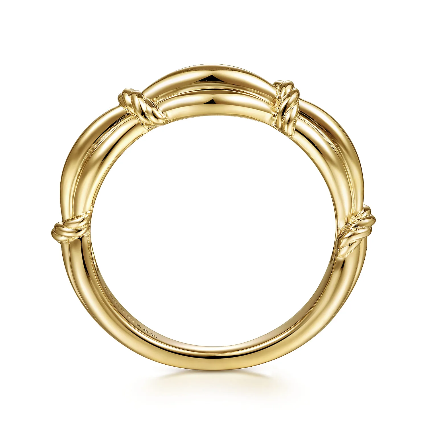 Ring with Twisted Rope Stations in 14K Yellow Gold, photograph 2