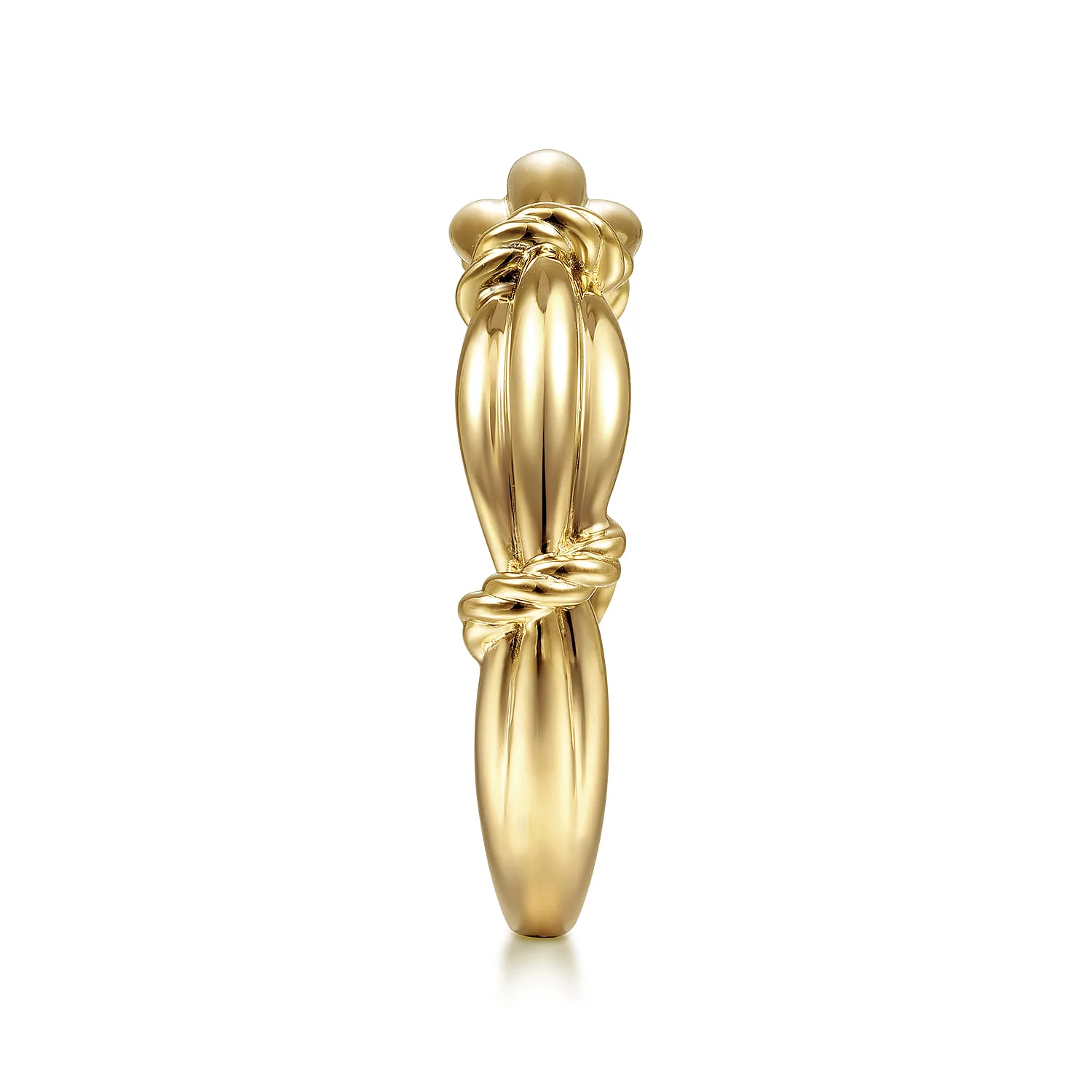 Ring with Twisted Rope Stations in 14K Yellow Gold, photograph 4