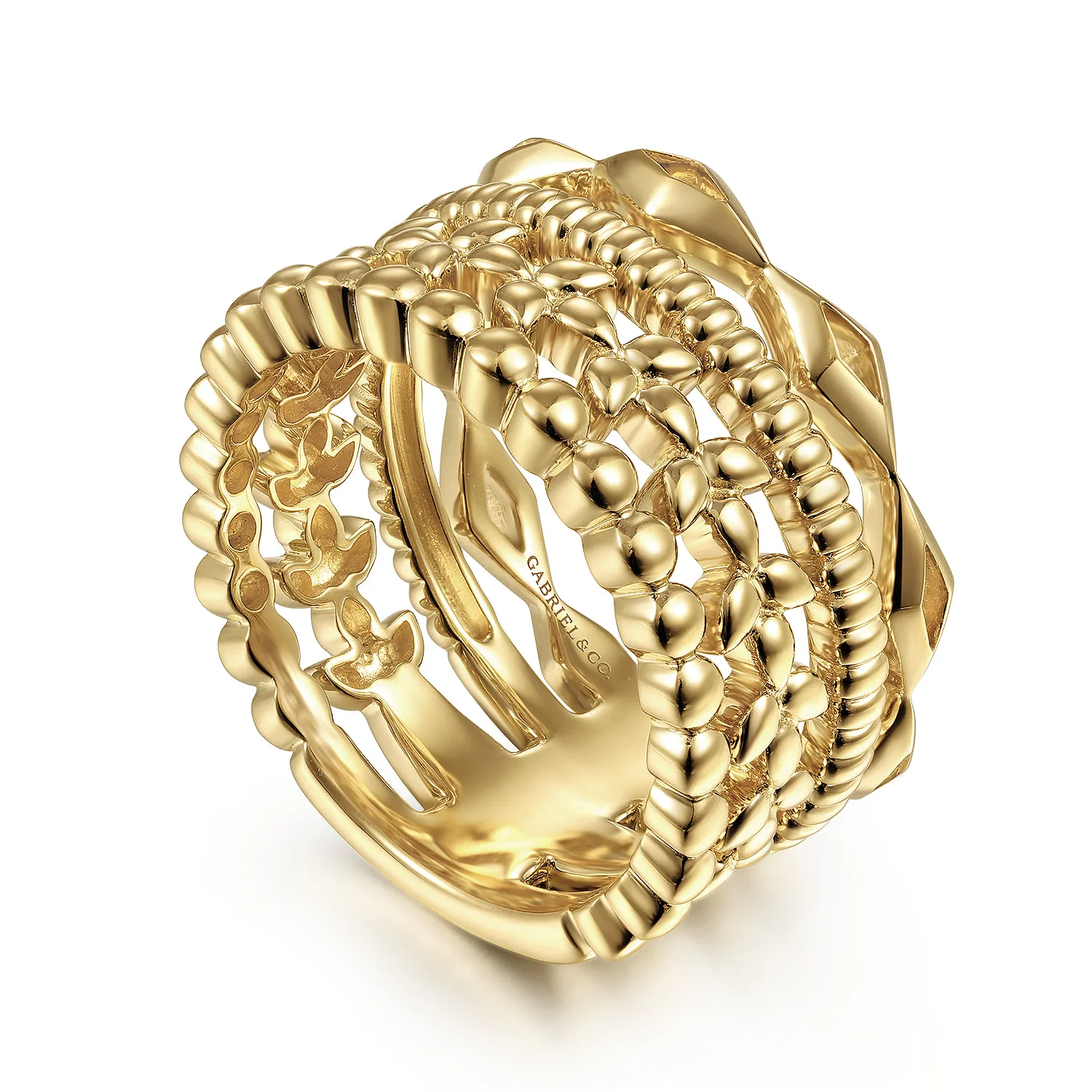 Multi Row Wide Ring in 14K Yellow Gold, photograph 3