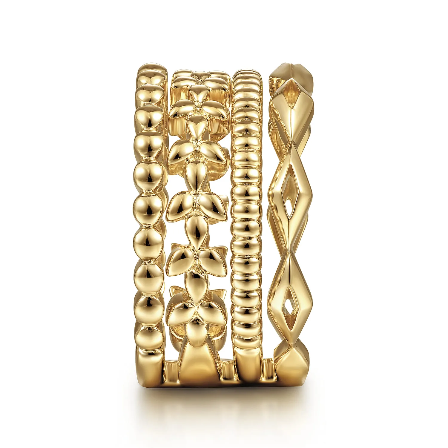 Multi Row Wide Ring in 14K Yellow Gold, photograph 4