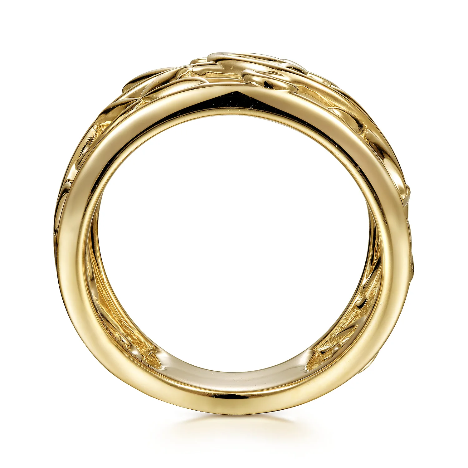 Open Floral Wide Ring in 14K Yellow Gold, photograph 2