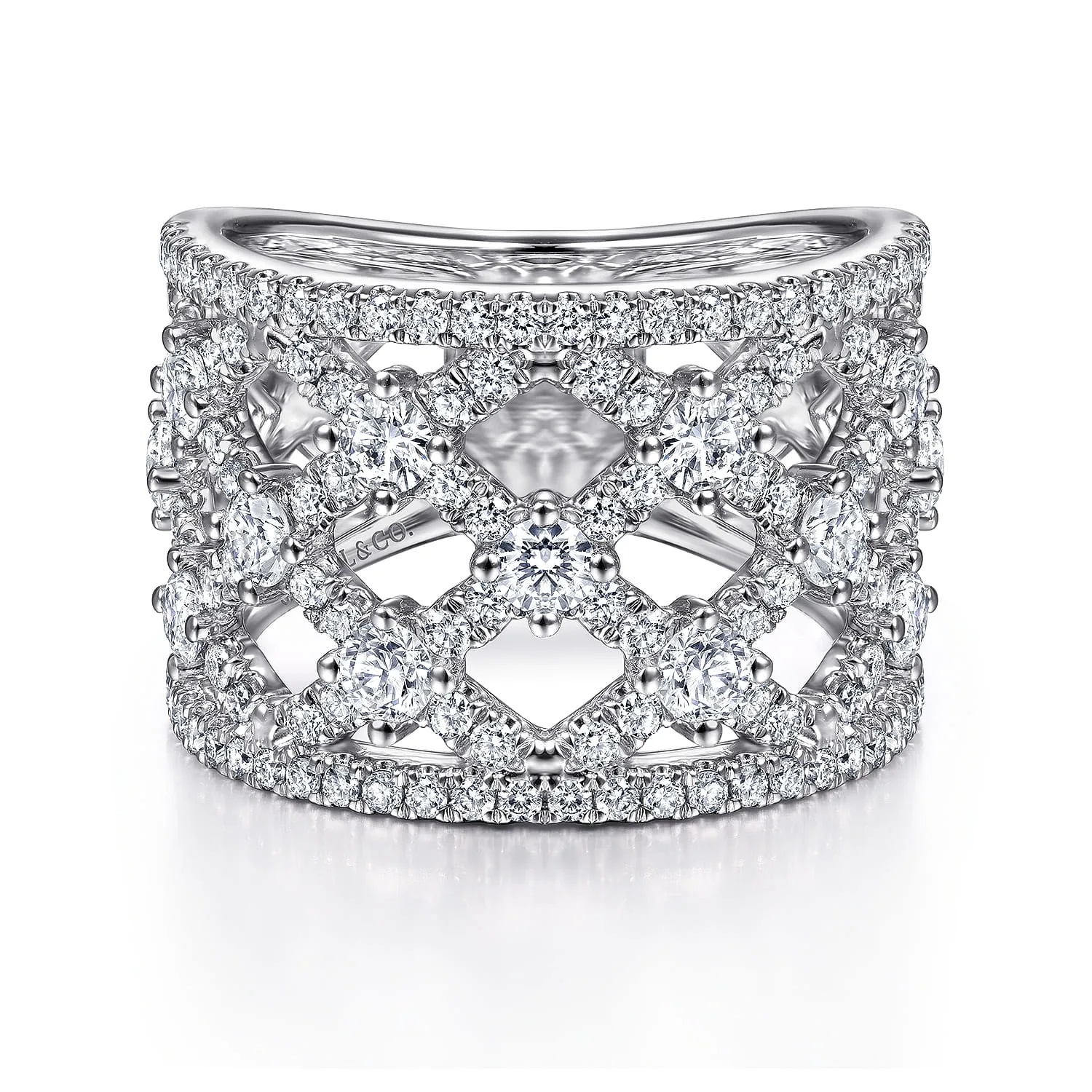 Cutout Diamond Wide Band Ring