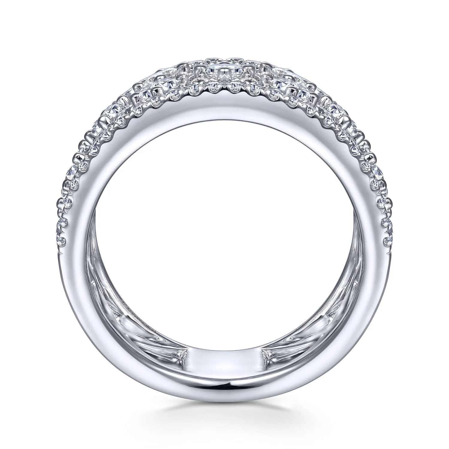 Cutout Diamond Wide Band Ring in 14K White Gold, photograph 2