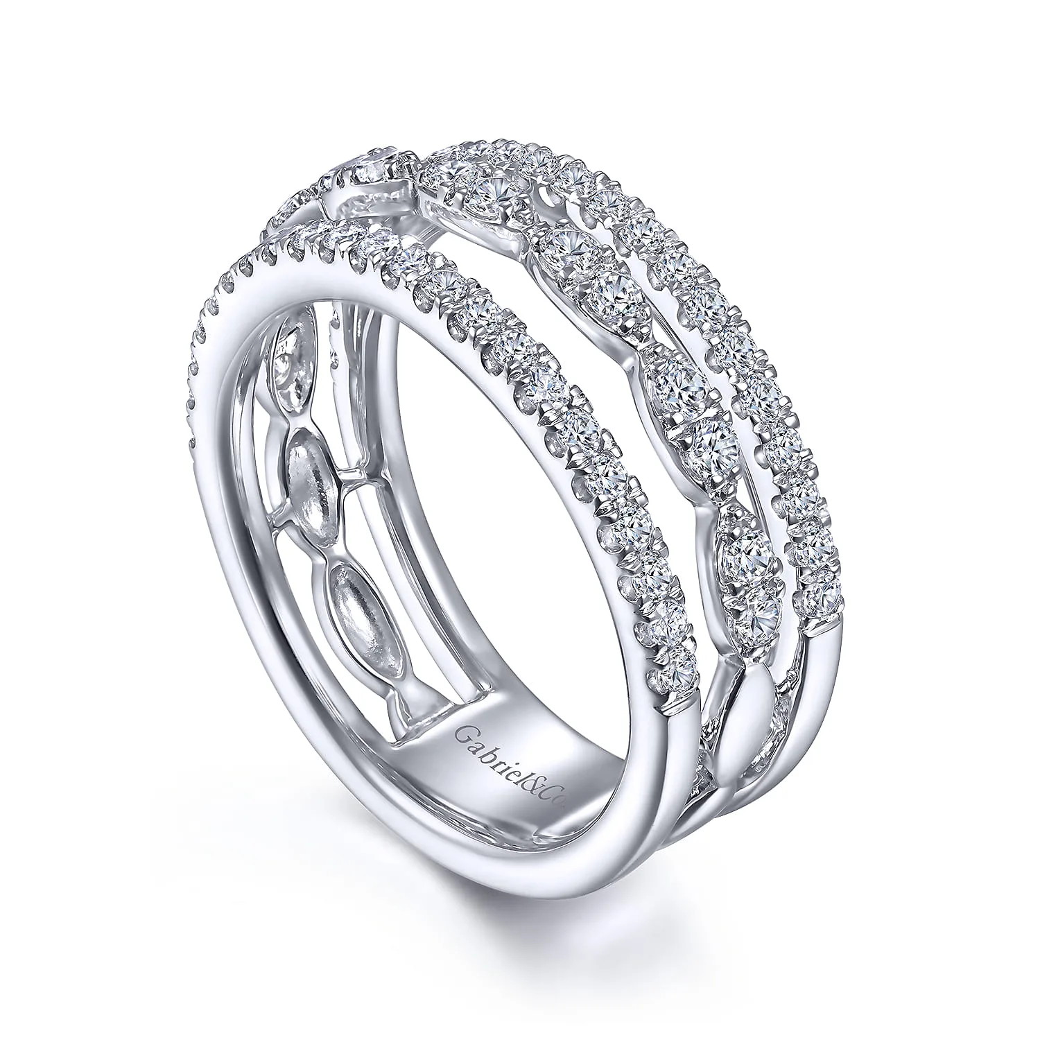 Diamond Easy Stackable Ring in 14K White Gold, photograph 3