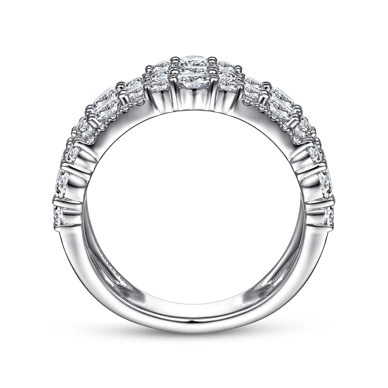 Multi Row Diamond Ring in 14K White Gold, photograph 2
