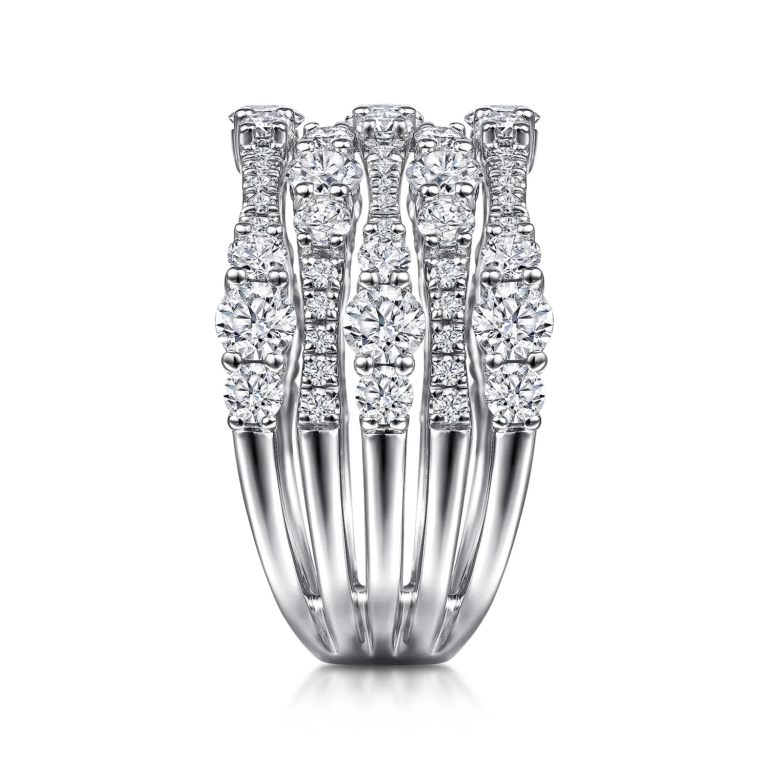 Multi Row Diamond Ring in 14K White Gold, photograph 4