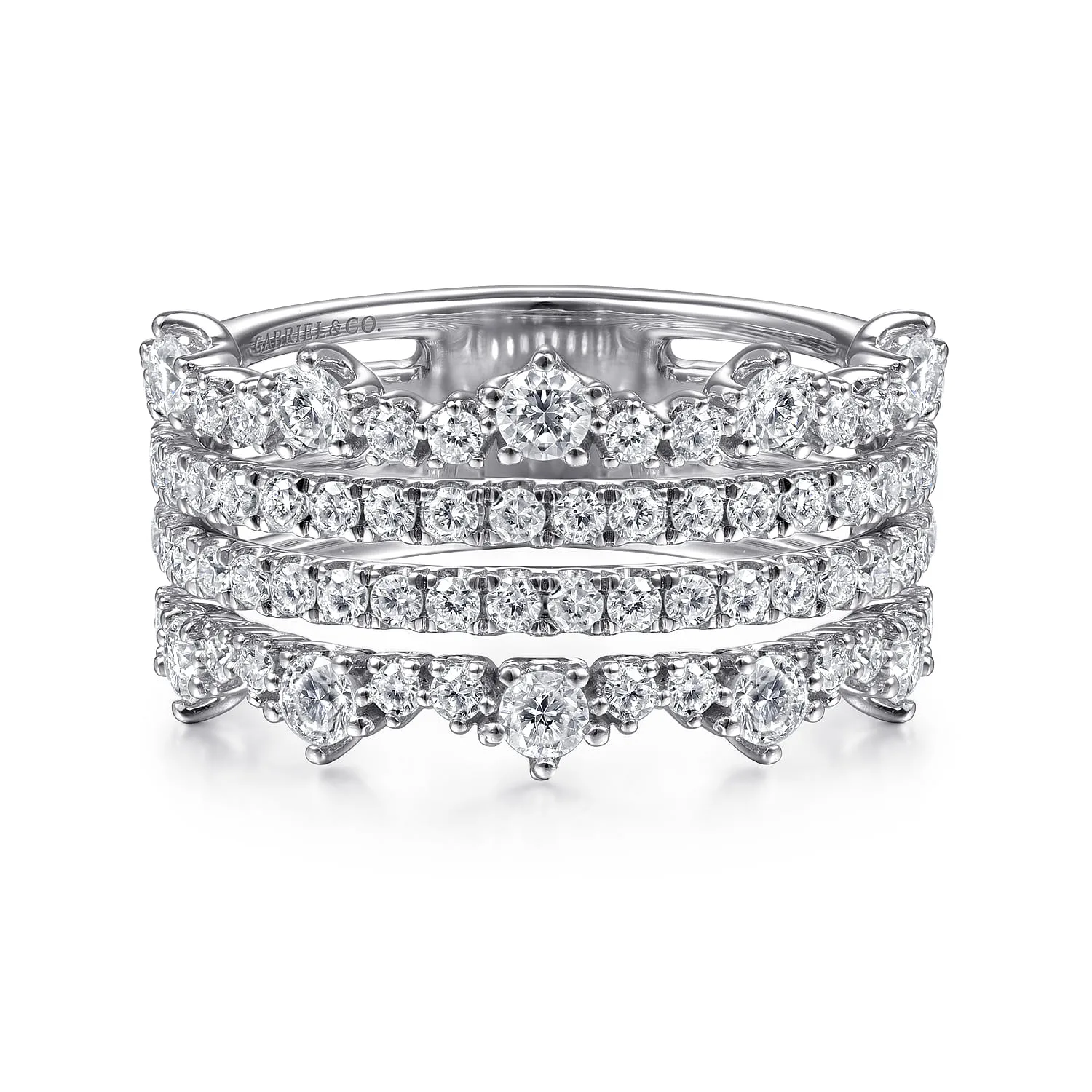 Wide Four Row Diamond Ring