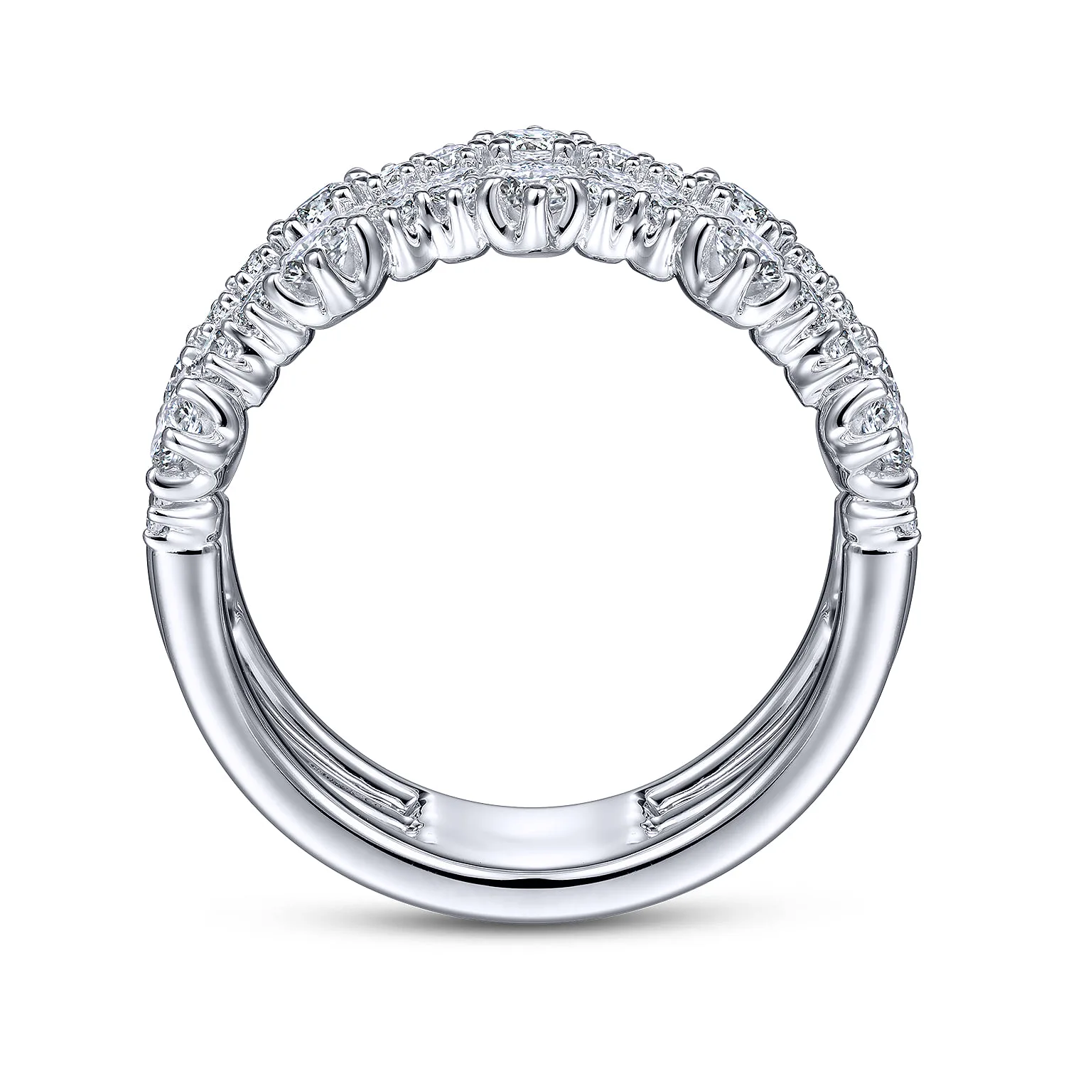 Wide Four Row Diamond Ring in 14K White Gold, photograph 2