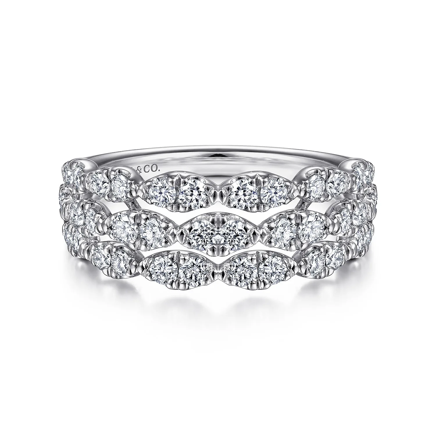 Three Row Cluster Diamond Station Ring