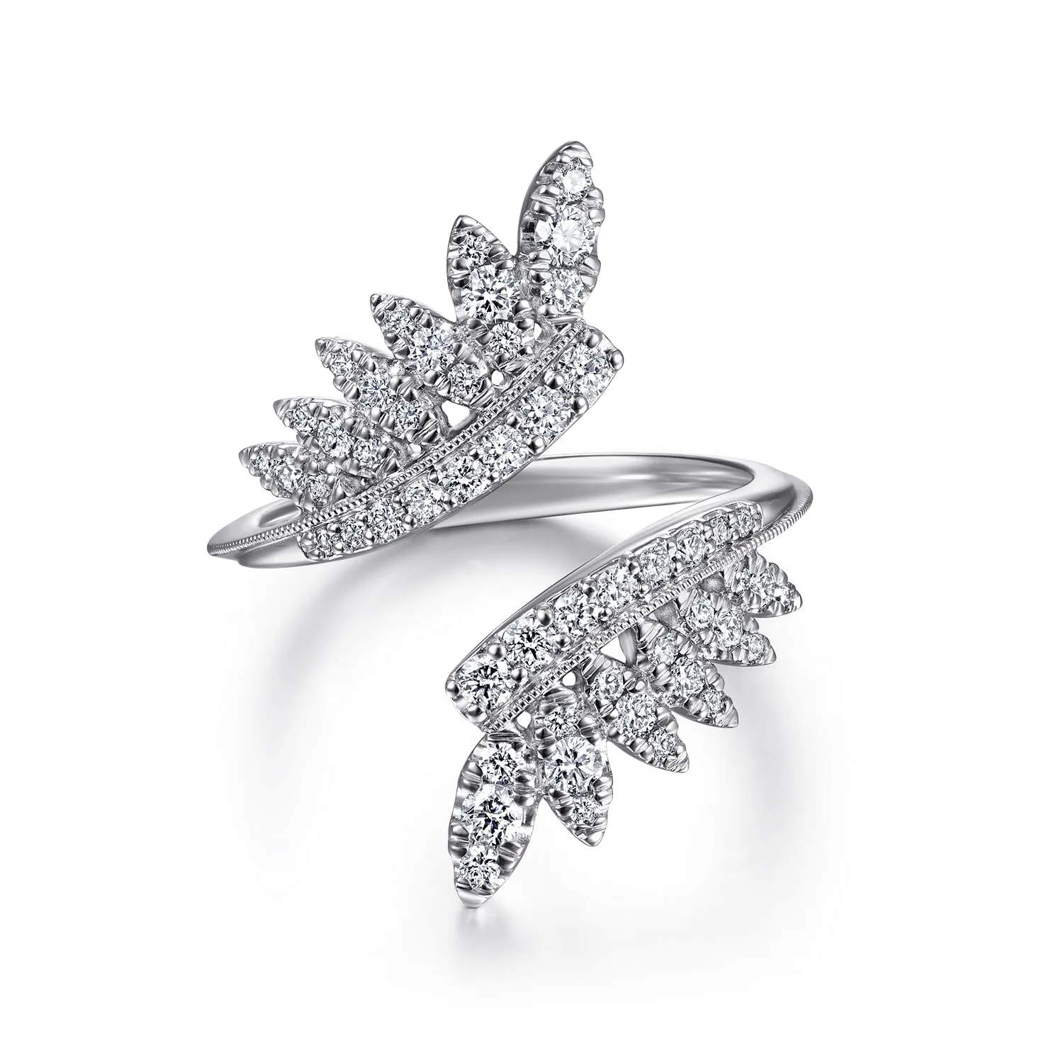 Diamond Leaf Bypass Ring