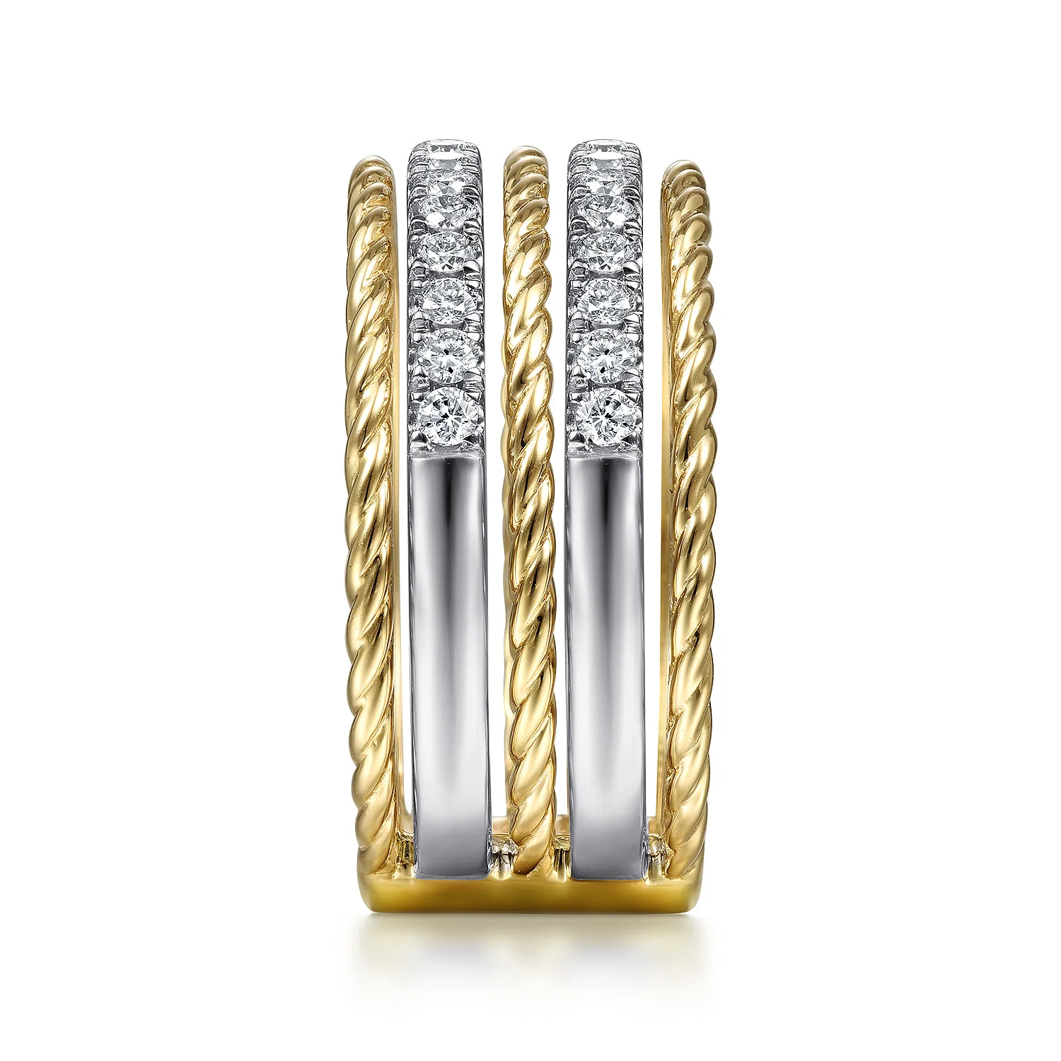 Twisted Rope and Diamond Ring in 14K White/Yellow Gold, photograph 4