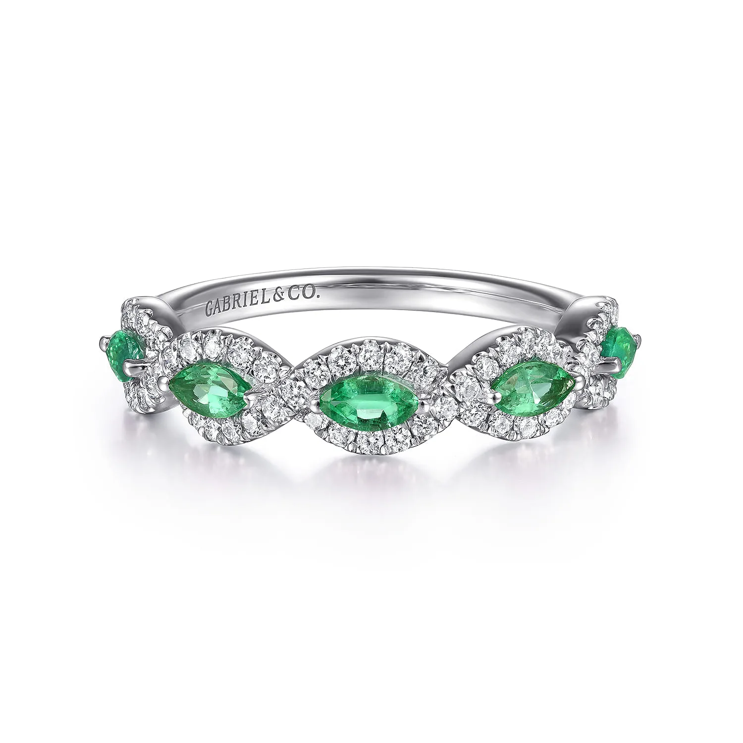 Diamond and Emerald Twisted Ring