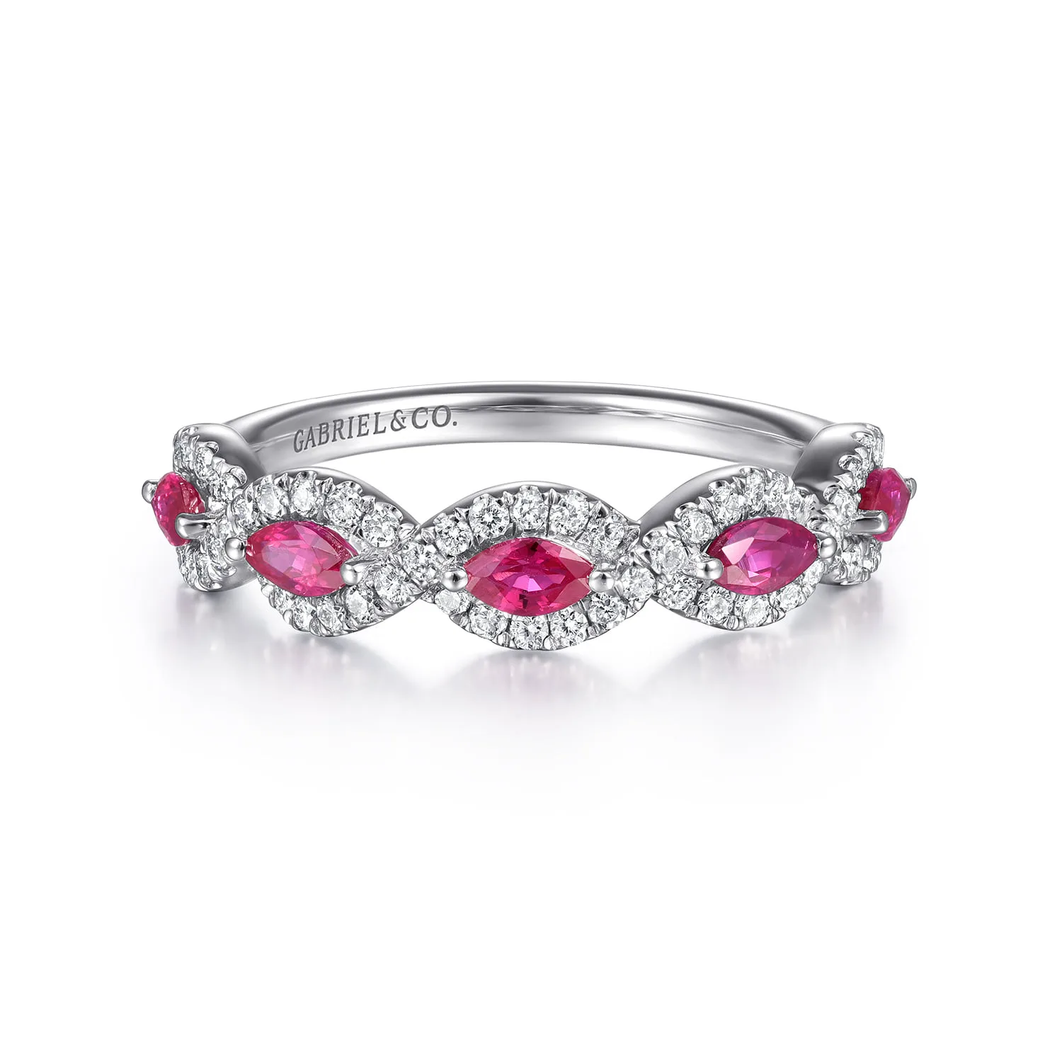 Diamond and Marquise Ruby Twisted Ring