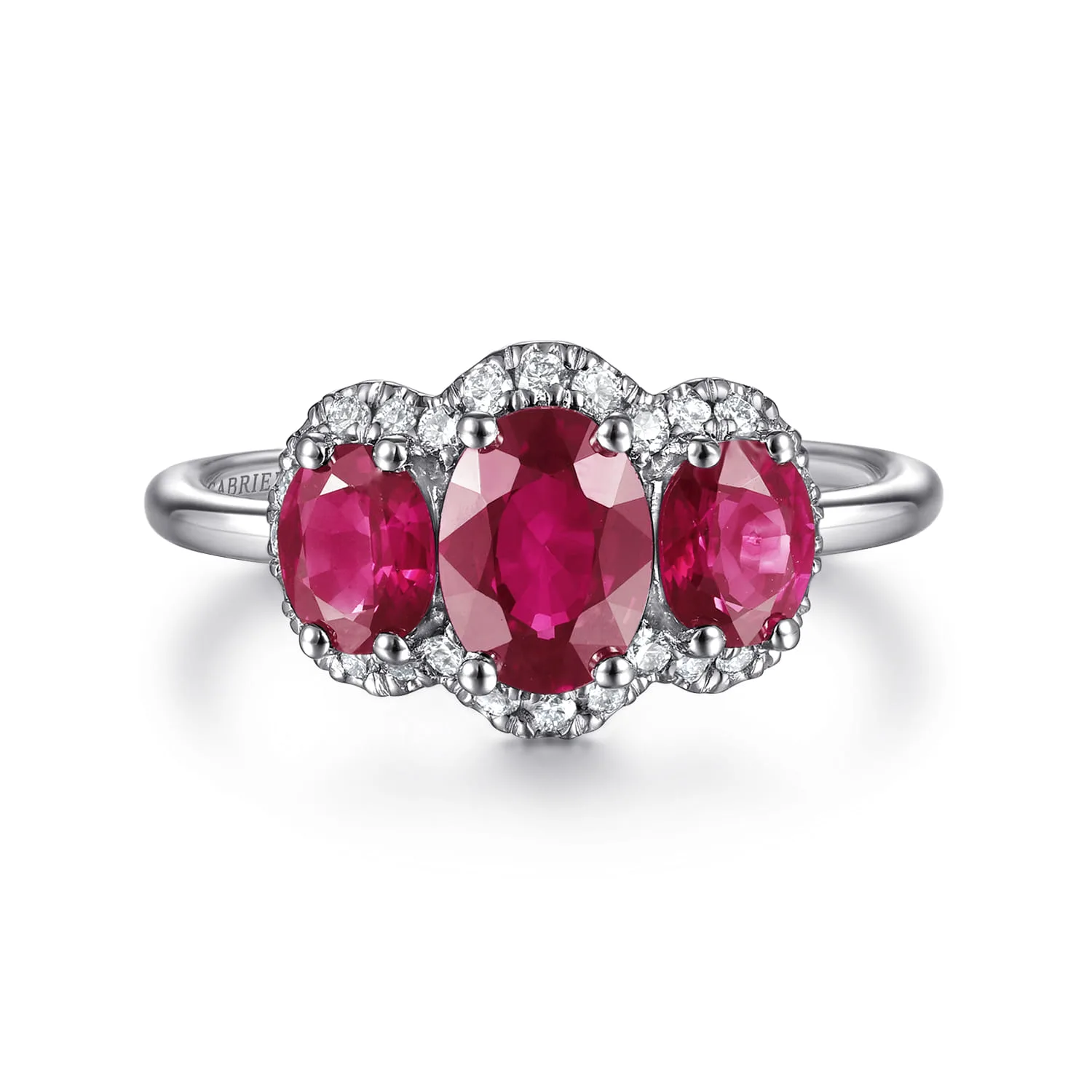 Diamond and Ruby Oval Halo Ring