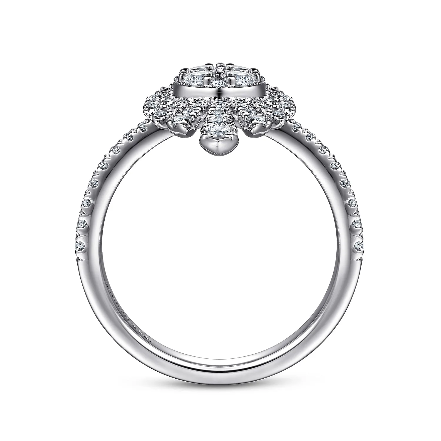 Diamond Starburst Statement Ring in 14K White Gold, photograph 2