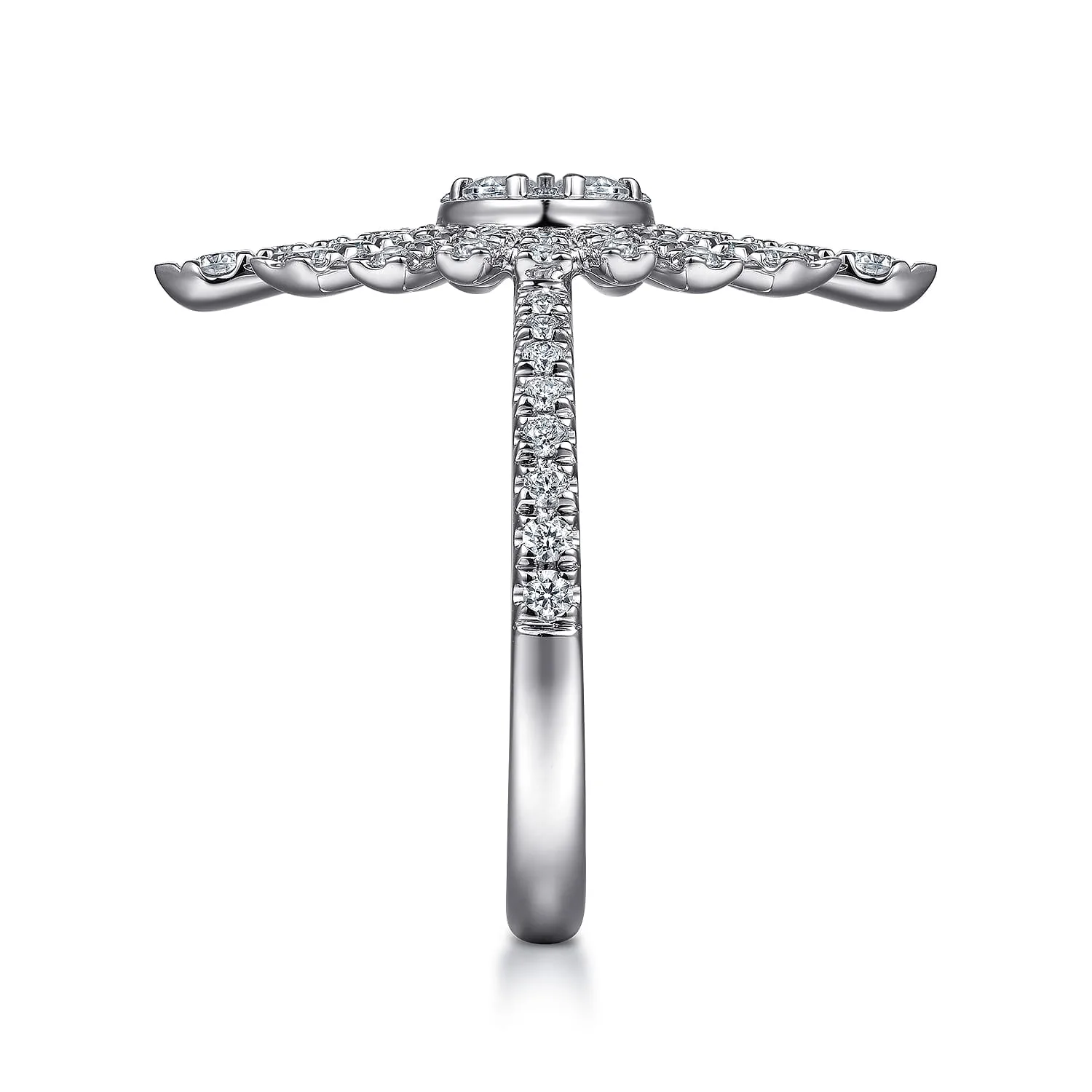 Diamond Starburst Statement Ring in 14K White Gold, photograph 4