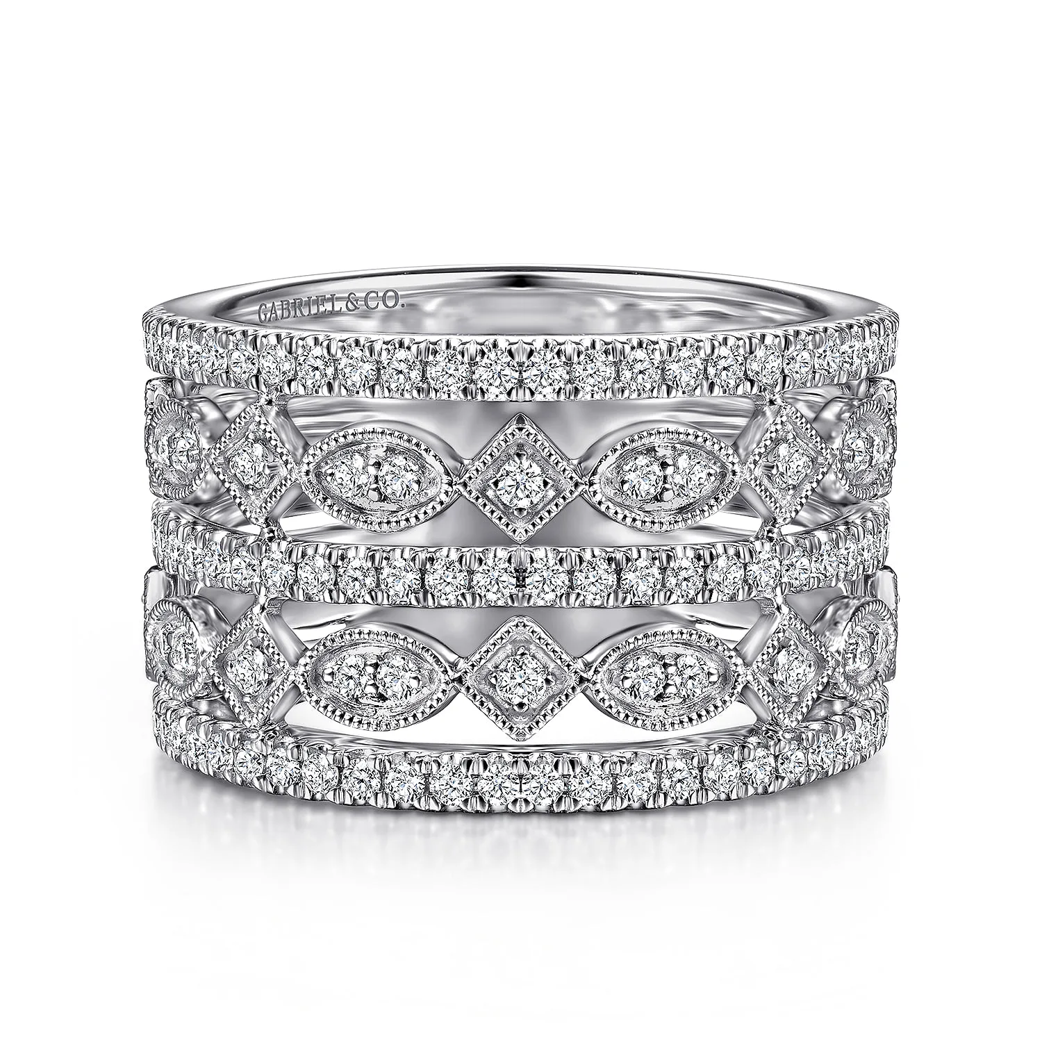 Wide Vintage Inspired Diamond Ring
