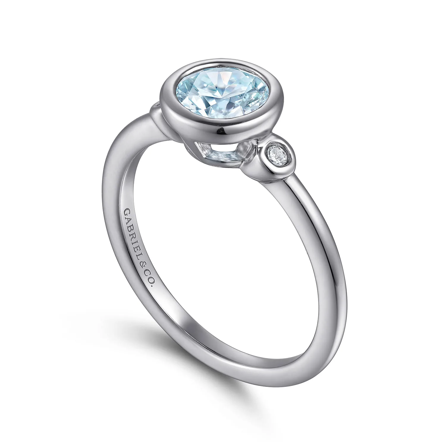 Aquamarine and Diamond Ring in Sterling Silver, photograph 3