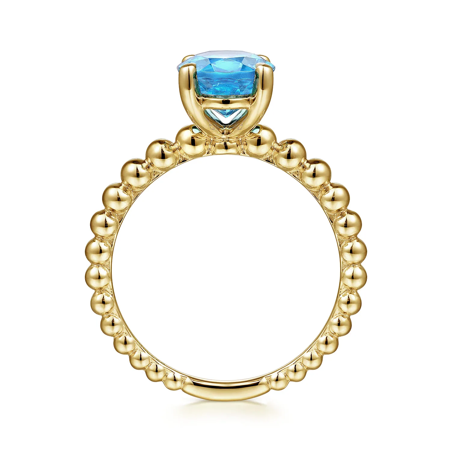 Bujukan Oval Swiss Blue Topaz Bujukan Promise Ring in 14K Yellow Gold, photograph 2