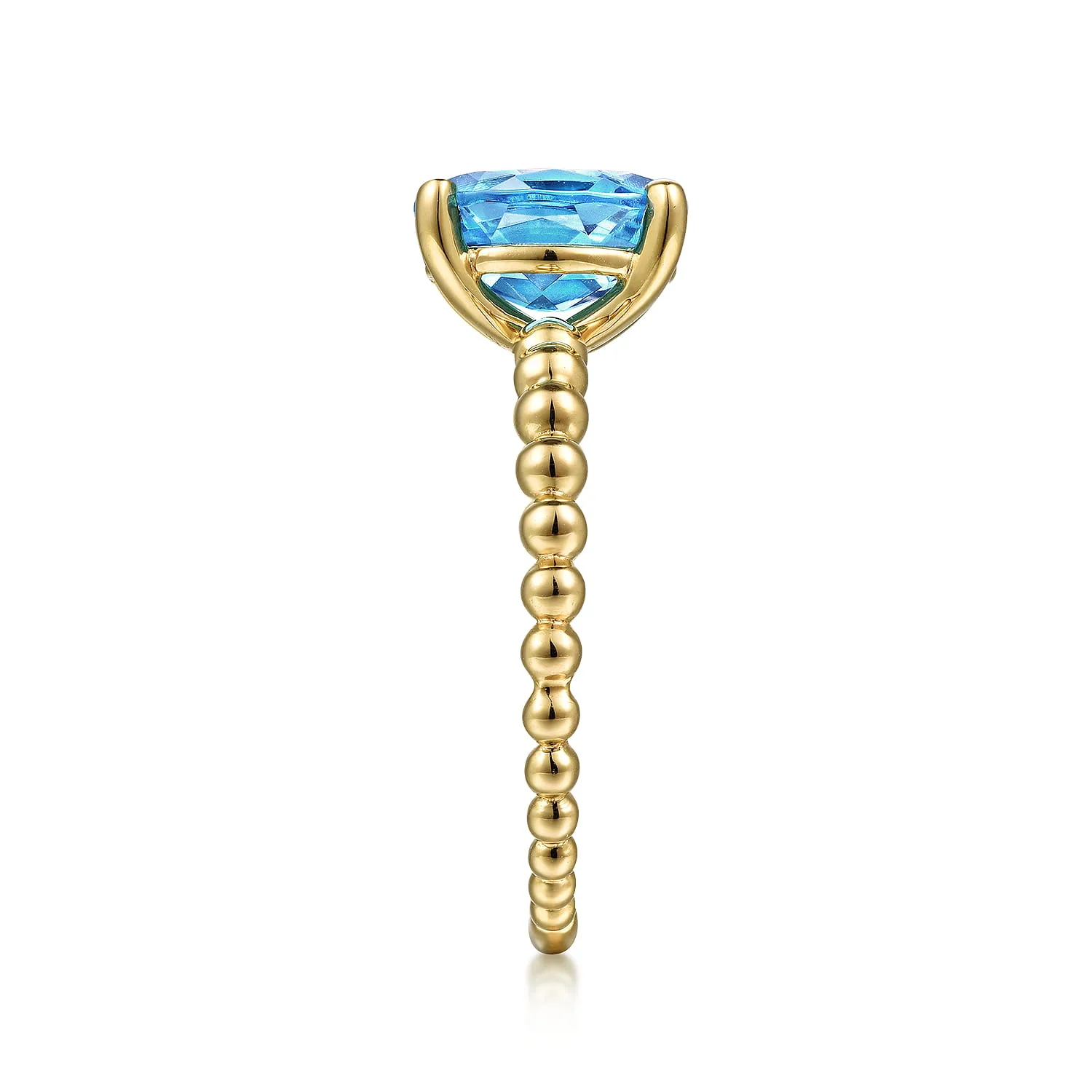 Bujukan Oval Swiss Blue Topaz Bujukan Promise Ring in 14K Yellow Gold, photograph 4