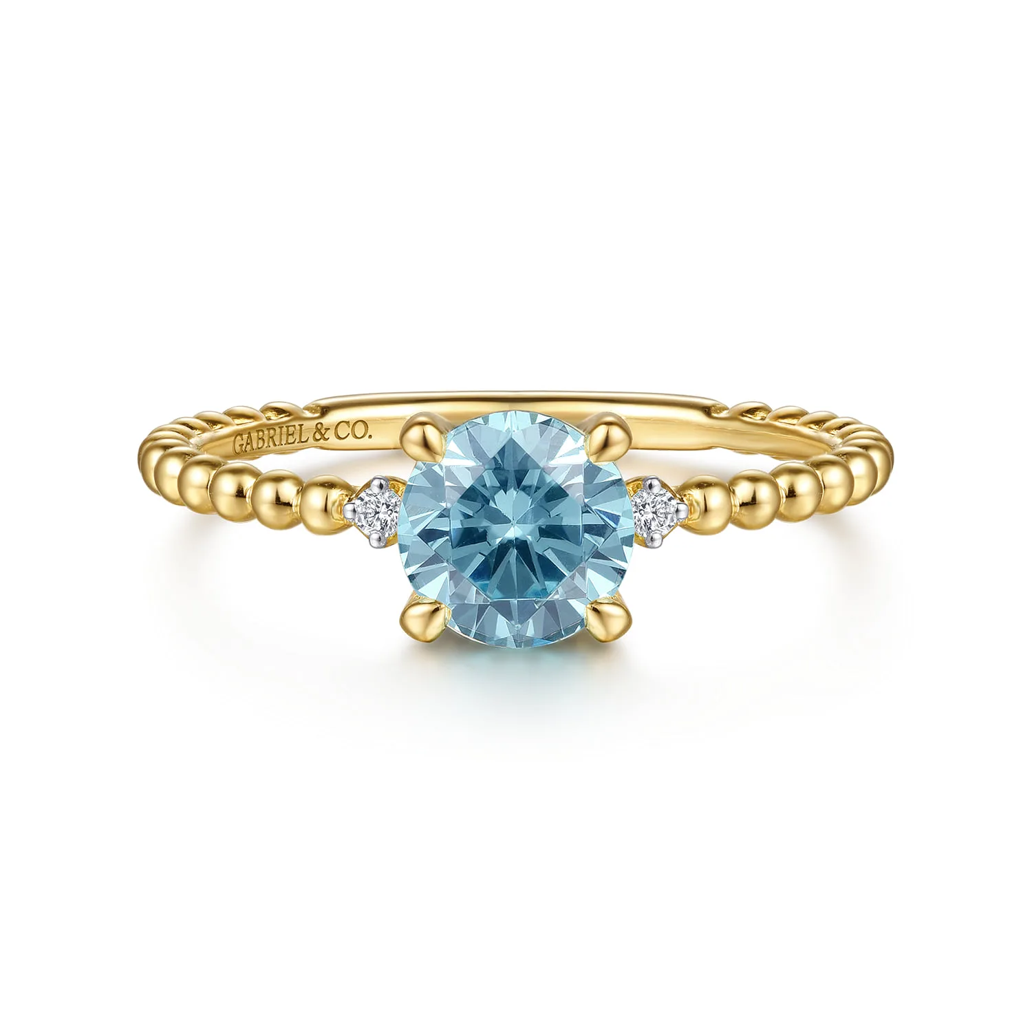 Round Swiss Blue Topaz and Diamond Bujukan Promise Ring