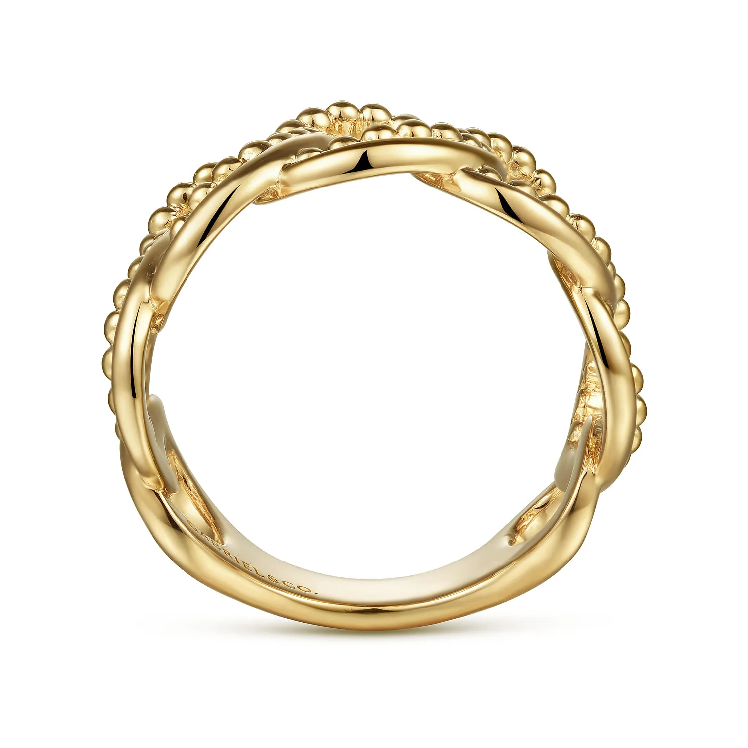 Bujukan Intertwining Link Wide Band Ring in 14K Yellow Gold, photograph 2