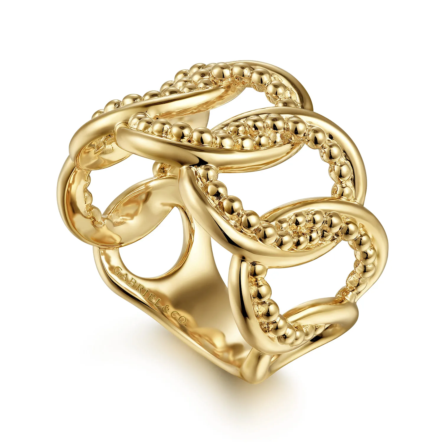 Bujukan Intertwining Link Wide Band Ring in 14K Yellow Gold, photograph 3