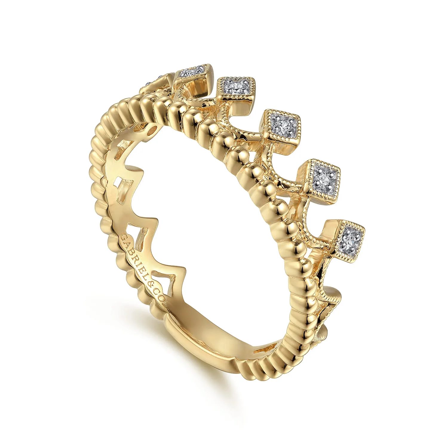 Diamond Crown Ring in 14K Yellow Gold, photograph 3