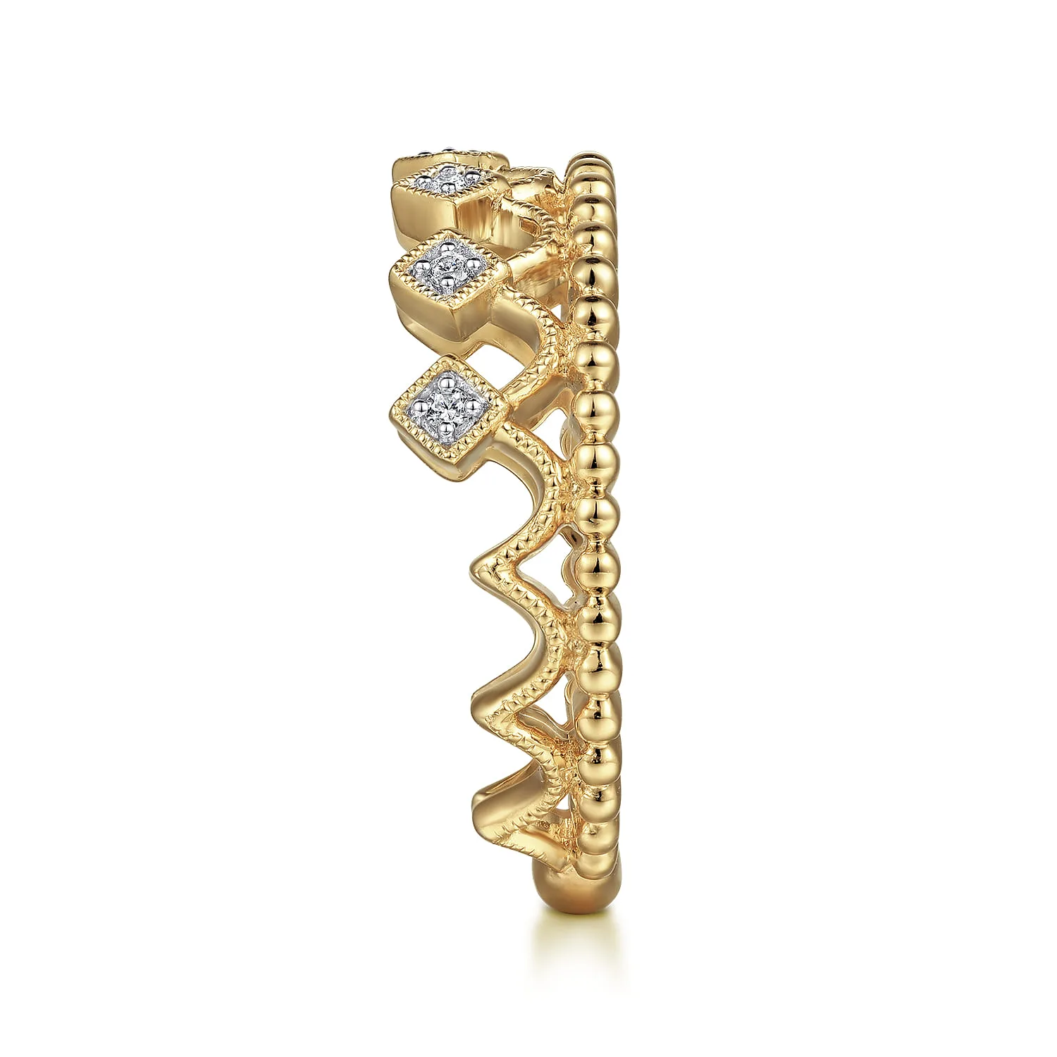 Diamond Crown Ring in 14K Yellow Gold, photograph 4