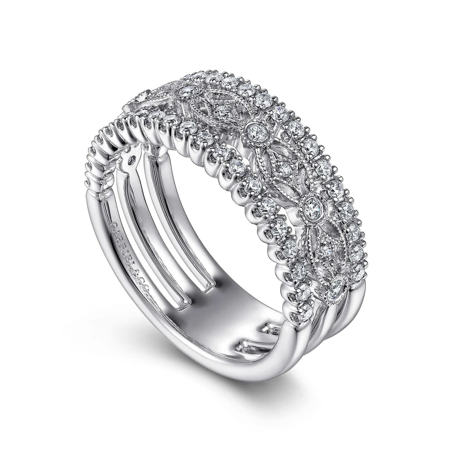 Vintage Inspired Diamond Ring in 14K White Gold, photograph 3
