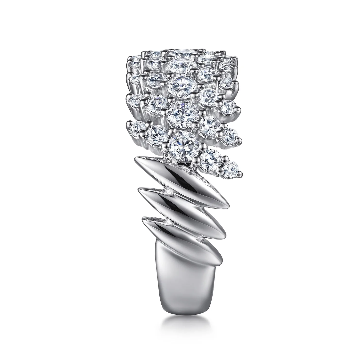 Wide Diamond Statement Ring in 14K White Gold, photograph 4