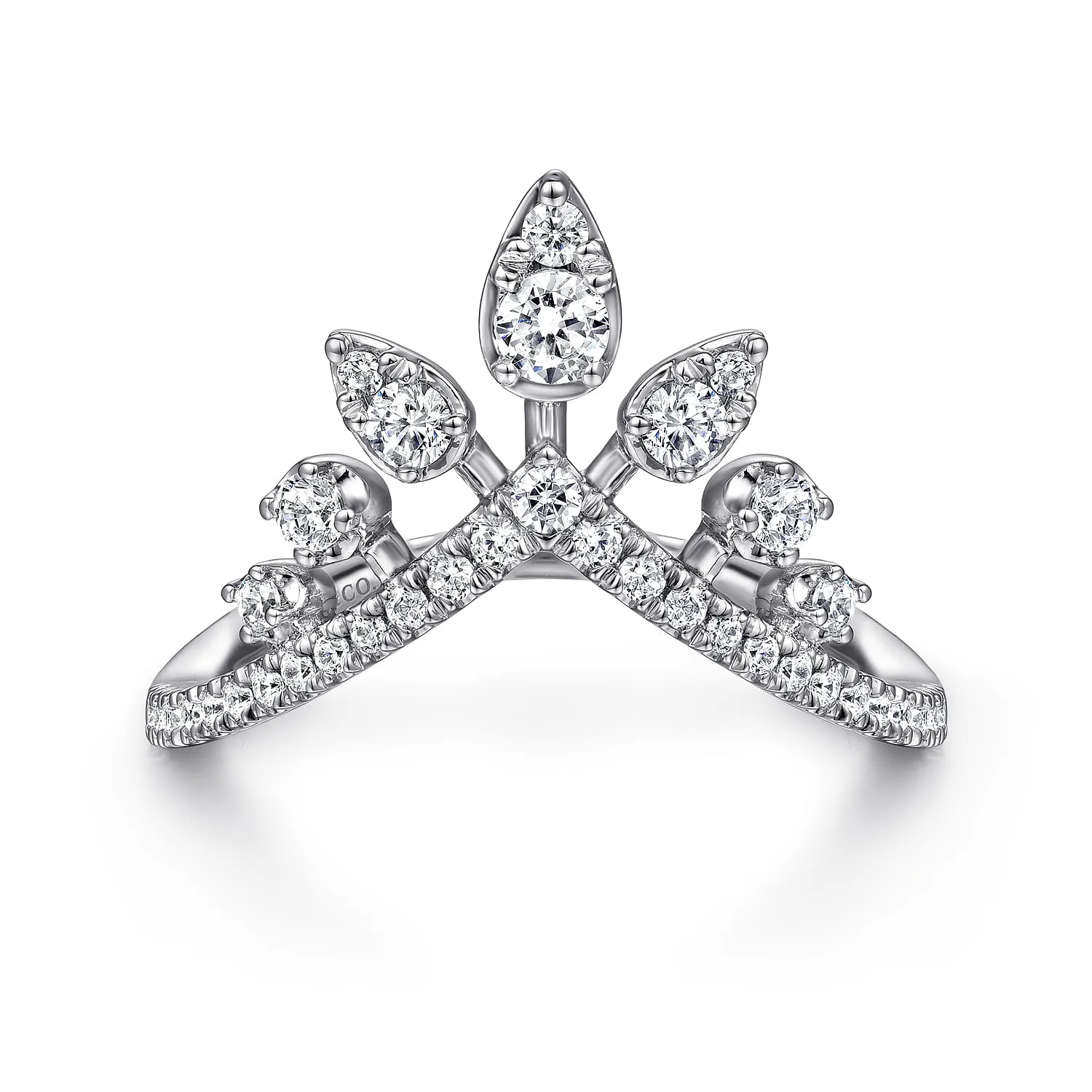 Bursting Diamond Chevron Ring