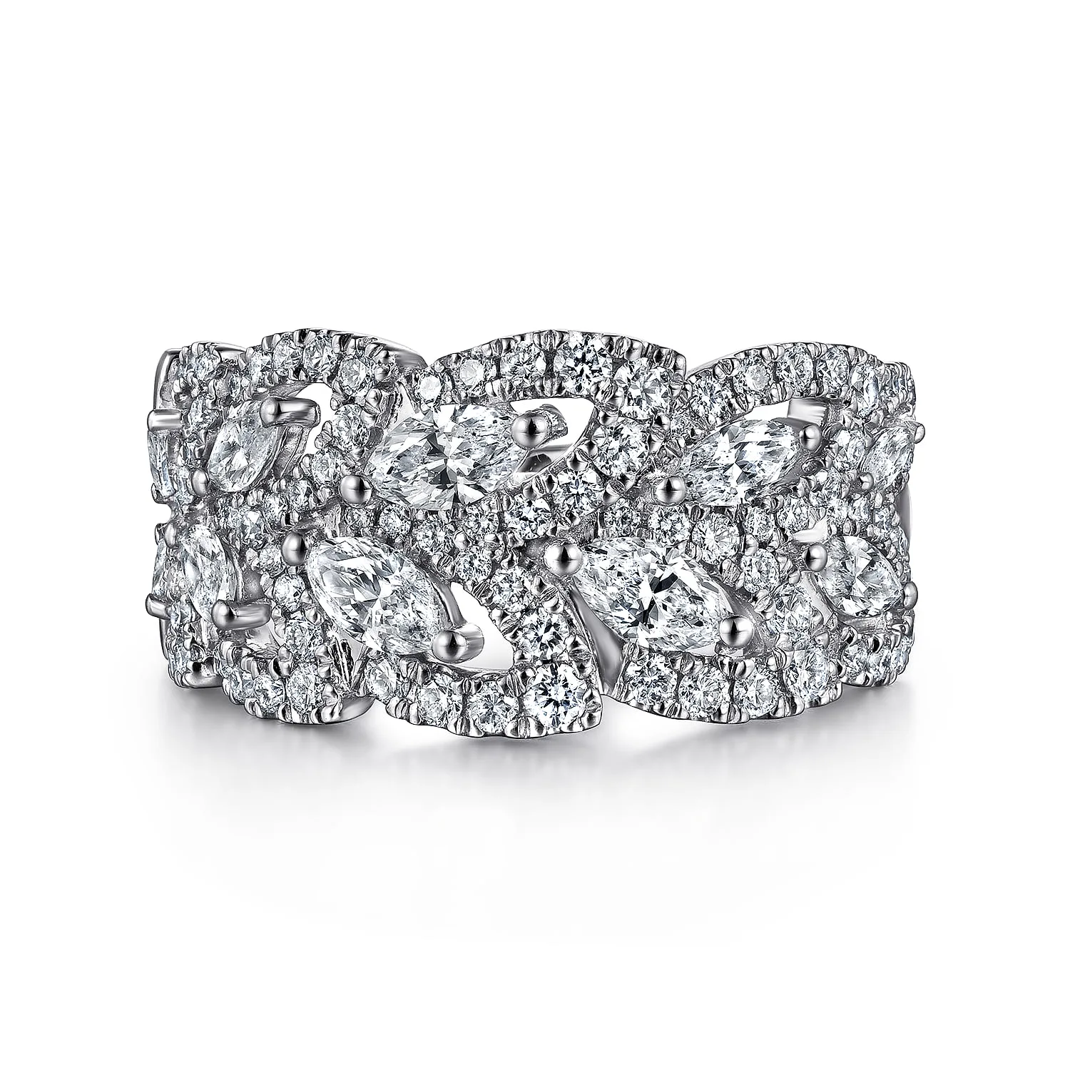 Diamond Pattern Wide Band Ring