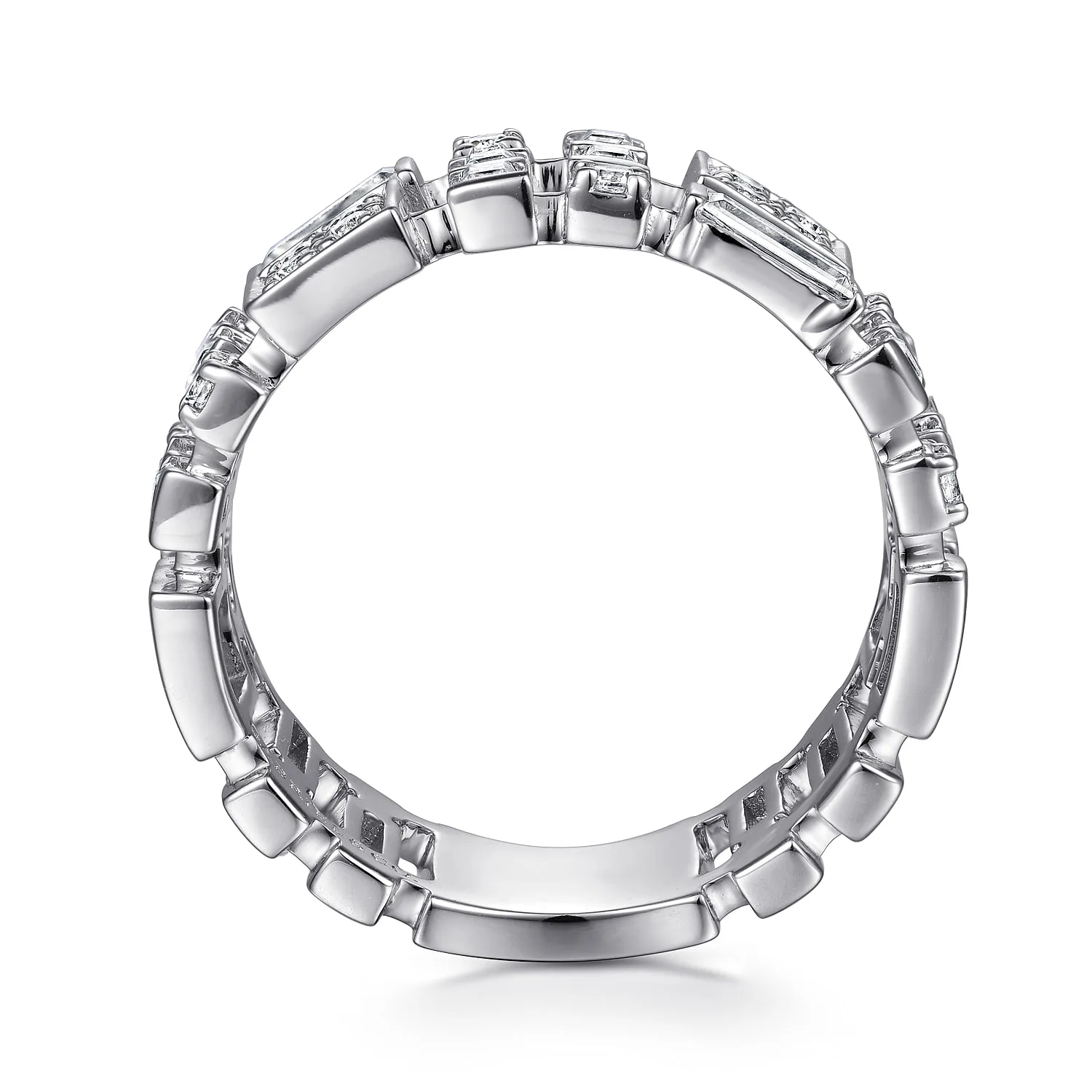 Diamond Wide Band Ring in 14K White Gold, photograph 2