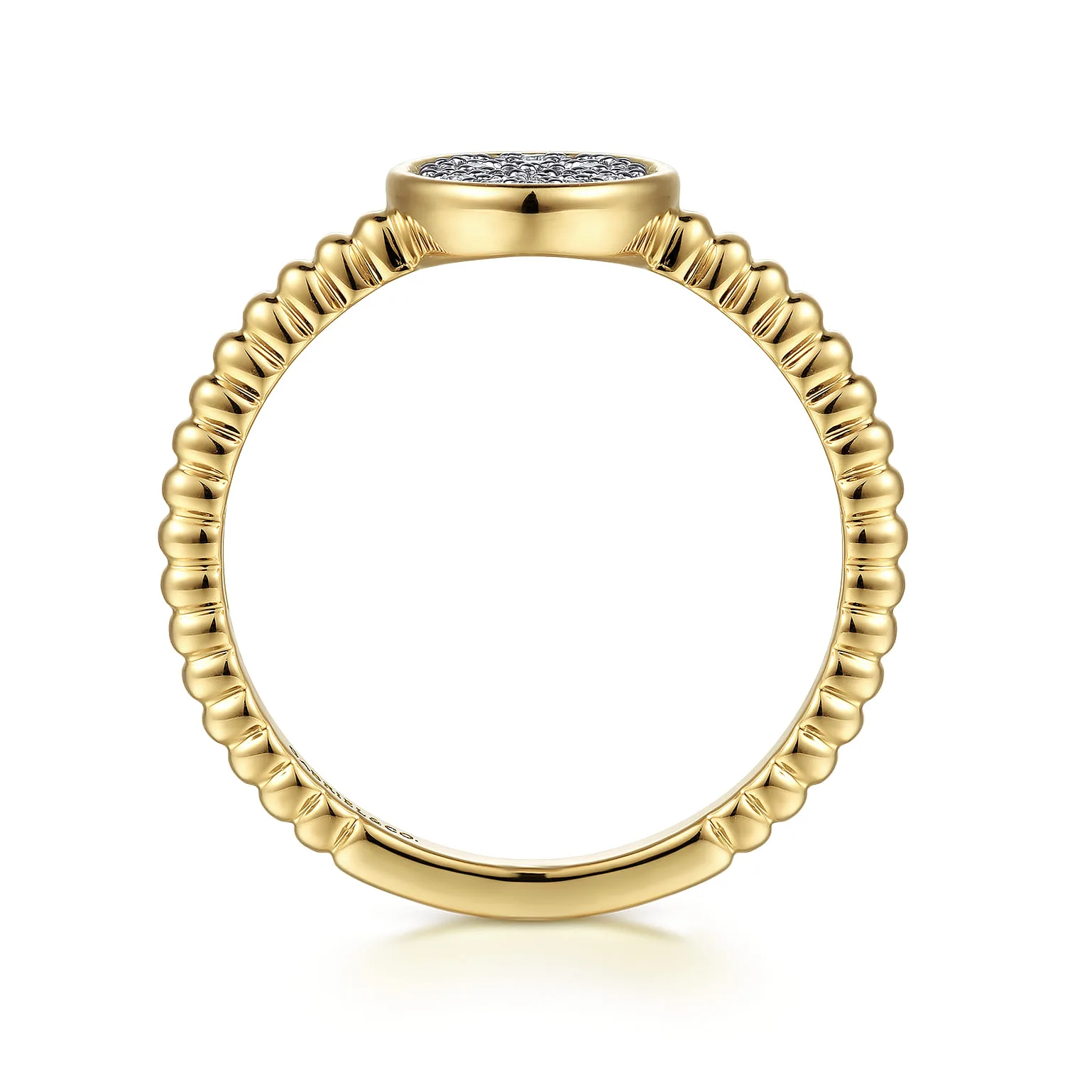 Bujukan Diamond Pave Signet Promise Ring in 14K Yellow Gold, photograph 2