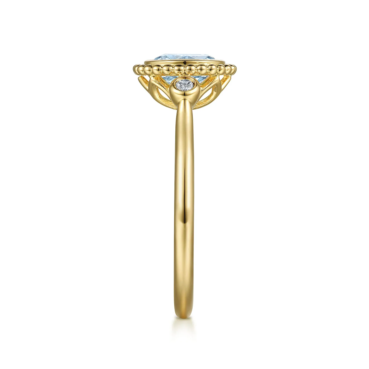 Diamond and Aquamarine Bujukan Promise Ring in 14K Yellow Gold, photograph 4