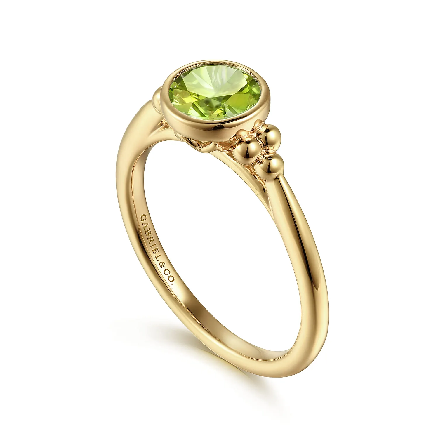 Peridot Bujukan Promise Ring in 14K Yellow Gold, photograph 3