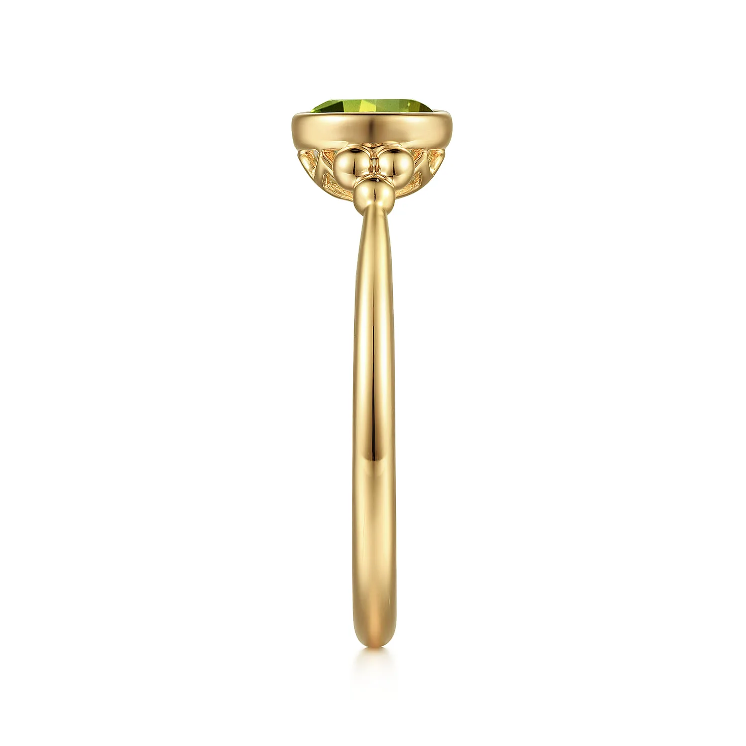 Peridot Bujukan Promise Ring in 14K Yellow Gold, photograph 4