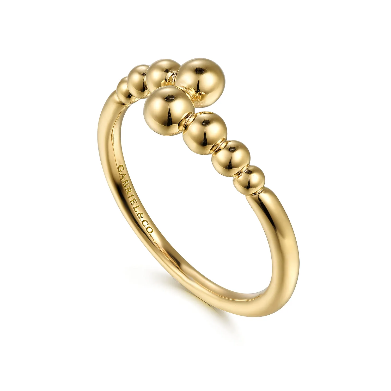 Graduating Bujukan Beads Bypass Ring in 14K Yellow Gold, photograph 3