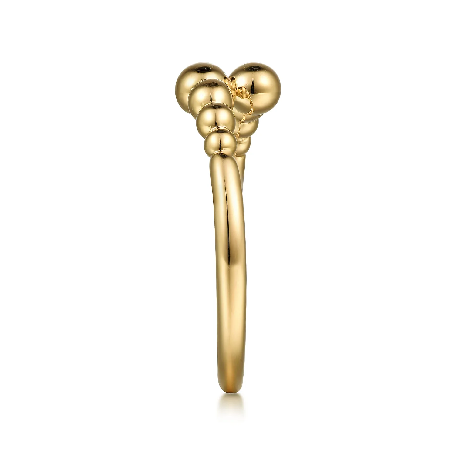 Graduating Bujukan Beads Bypass Ring in 14K Yellow Gold, photograph 4