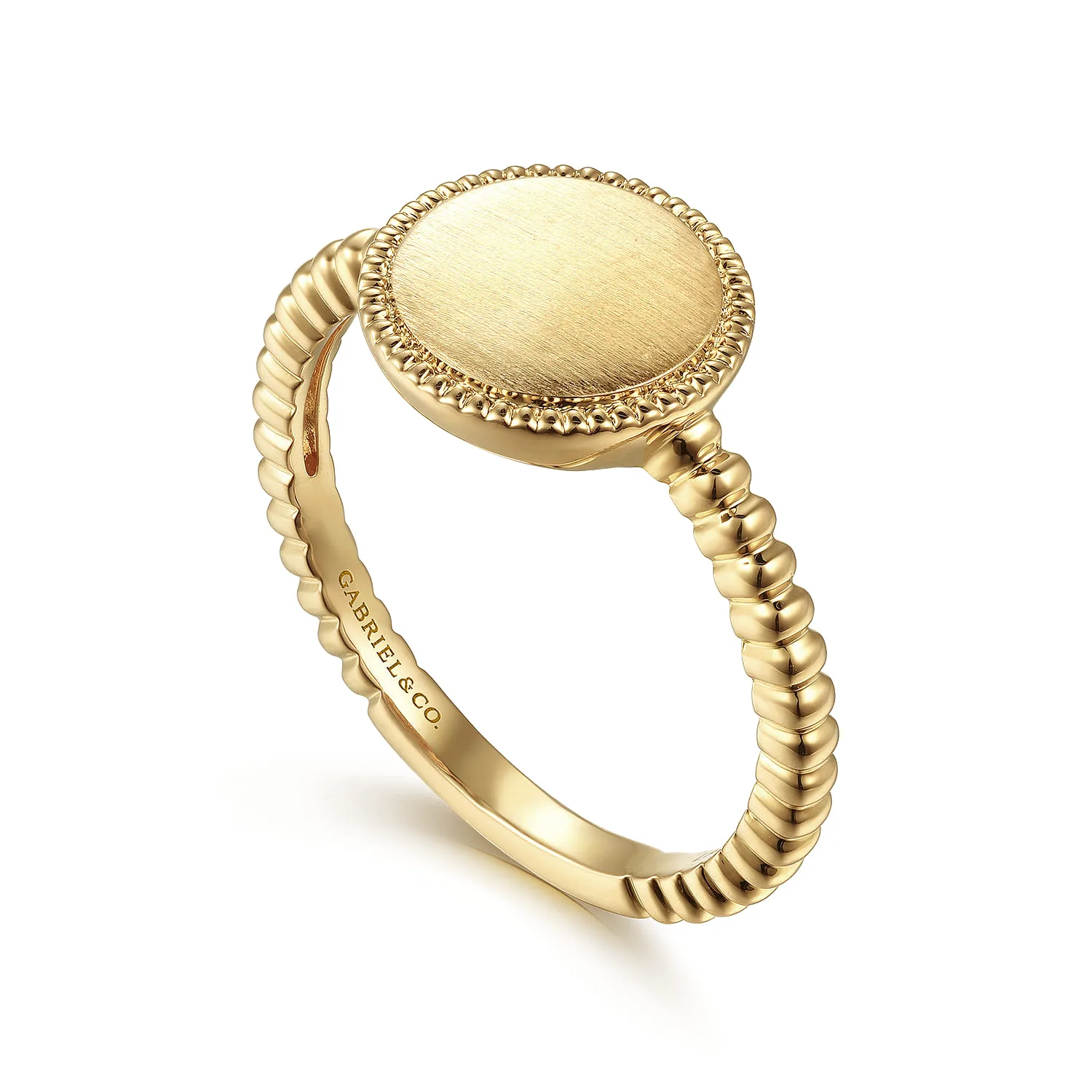 Bujukan Engravable Signet Ring in 14K Yellow Gold, photograph 3