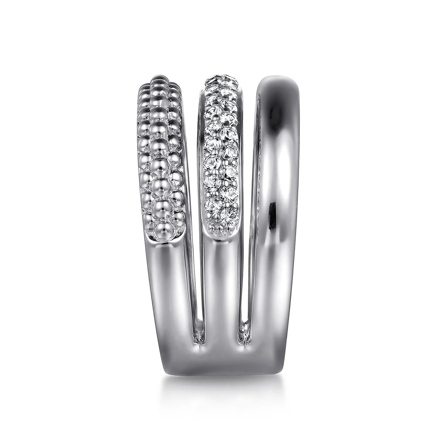 White Sapphire Bujukan Easy Stackable Ring in Sterling Silver, photograph 4