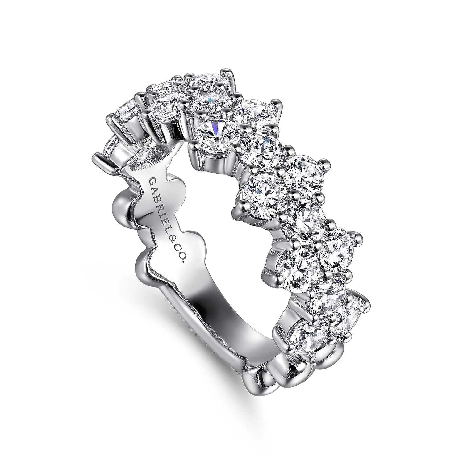 Diamond Cluster Station Ring in 14K White Gold, photograph 3