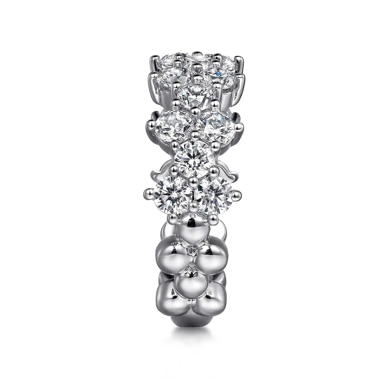 Diamond Cluster Station Ring in 14K White Gold, photograph 4