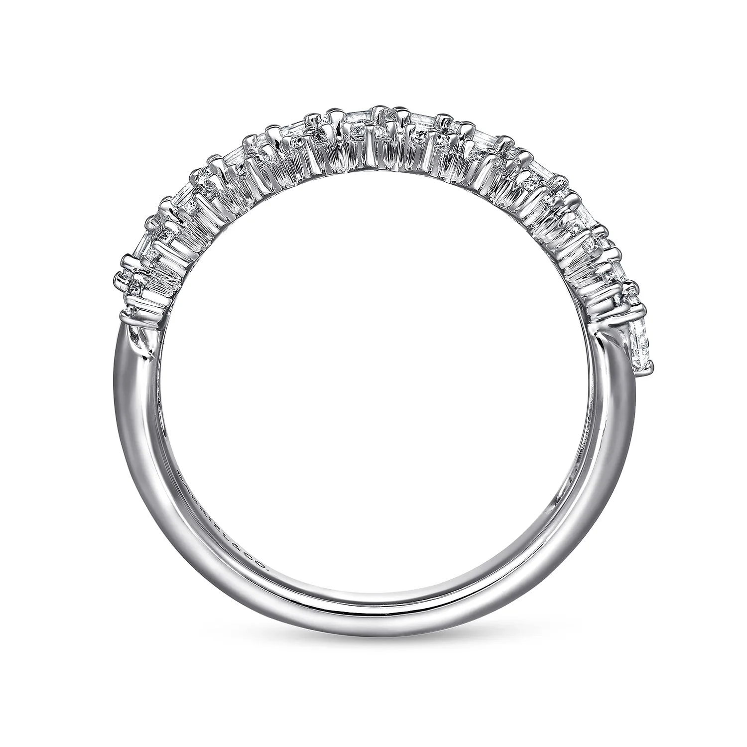 Diamond Baguette Wide Band Ring in 14K White Gold, photograph 2