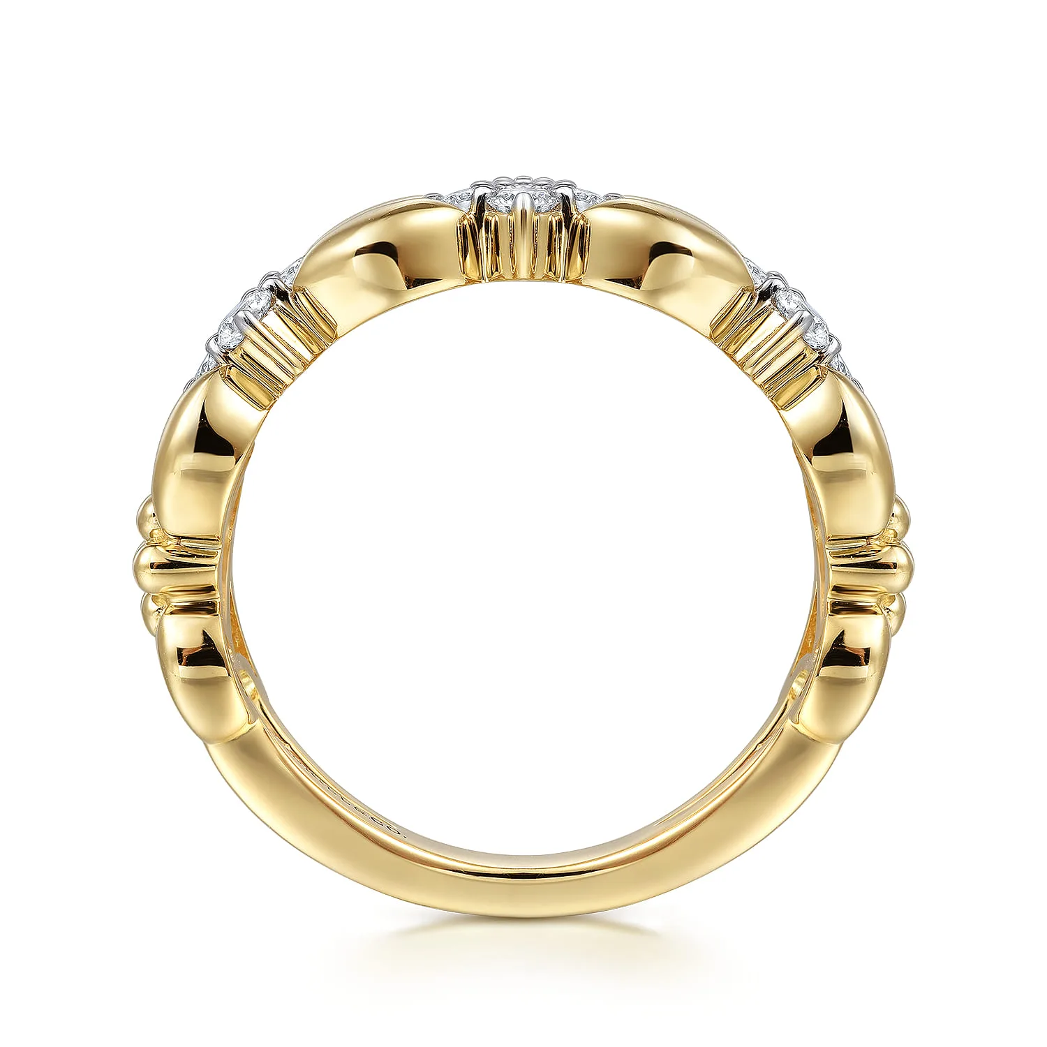 Diamond Wide Band Ring in 14K Yellow Gold, photograph 2