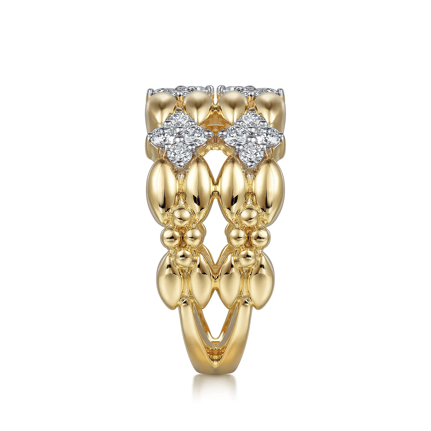 Diamond Wide Band Ring in 14K Yellow Gold, photograph 4